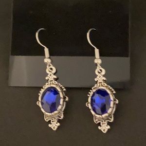 Sterling Silver blue crystal dangle earrings